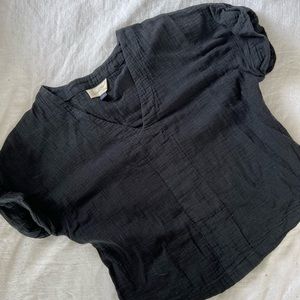 Cotton Gauze Rolled Short Sleeve Top // Size Small // Universal Thread // Black